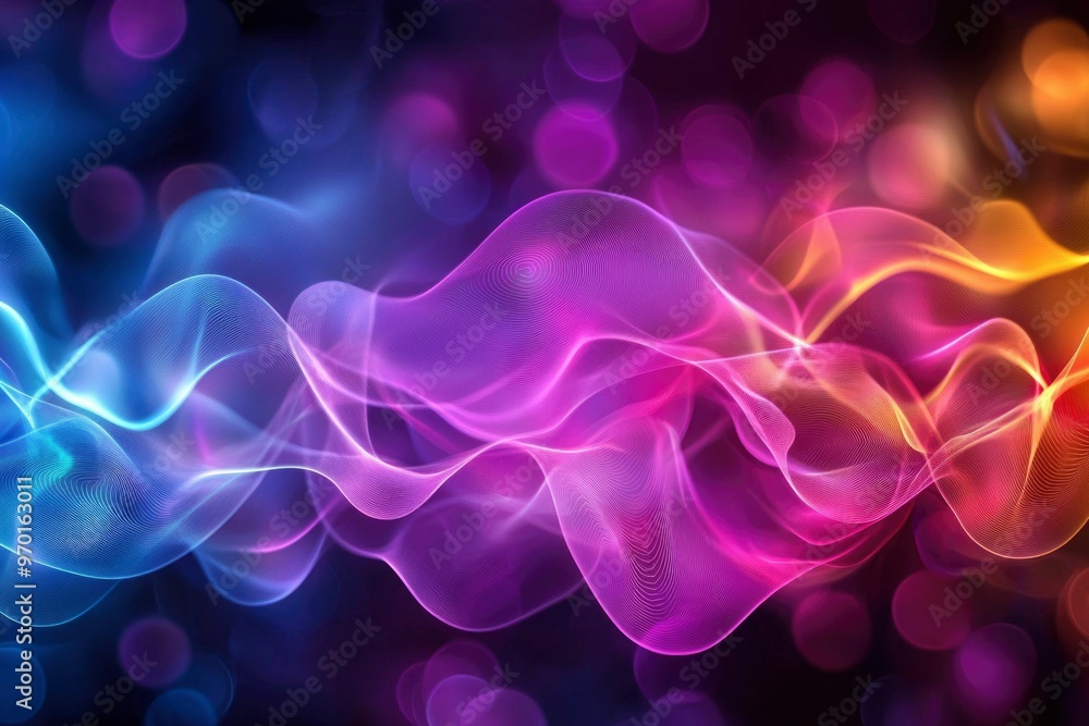 Abstract Colorful Wavy Lines with Bokeh Lights Abstract Colorful Wavy Lines with Bokeh Lights