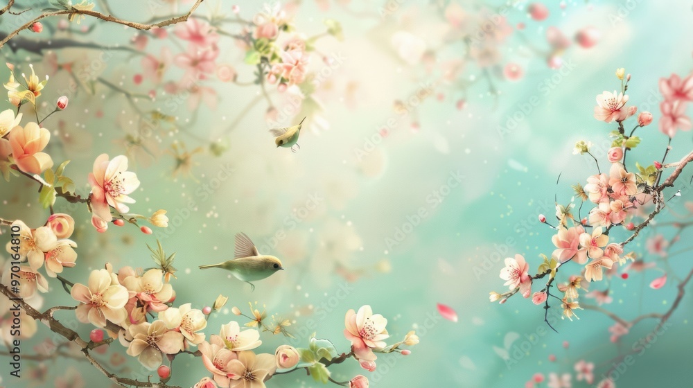 Fototapeta premium Enchanted Forest. Whimsical and vibrant nature themed background