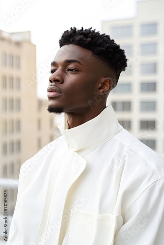 Urban Portrait of a Man in Stylish White Outfit