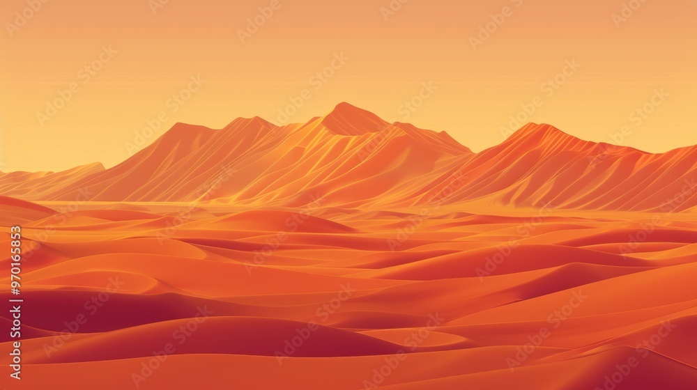 Naklejka premium Tranquility in the Desert. Peaceful sand dunes under a clear blue sky
