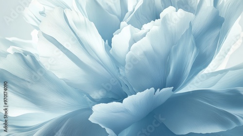 Wallpaper Mural Stunning macro shot of a peony blossom, showcasing its elegance and intricate petals, with a soft white-light blue background Torontodigital.ca