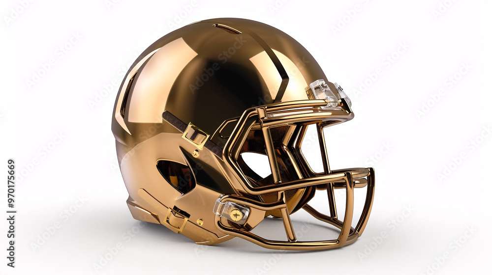 Fototapeta premium Gold Football Helmet: Isolated on a white background.