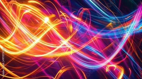 Luminous Energy - Abstract Background with Dynamic Glowing Light Lines in Vibrant Colors