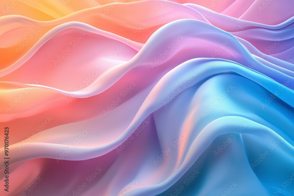 Fototapeta premium Abstract Wavy Pastel Fabric with Gradient Color