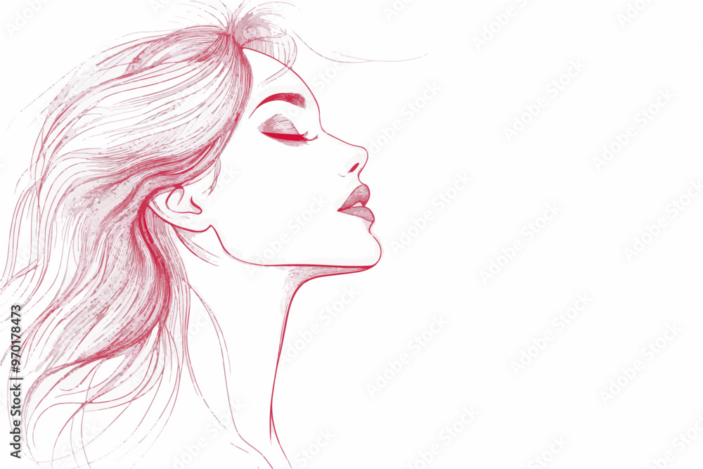 Beautiful woman profile, vector illustration with white background and pink lines, long hair-gigapixel-standard-scale-4_00x Beautiful woman profile, vector illustration with white background and pink lines, long hair-gigapixel-standard-scale-4_00x
