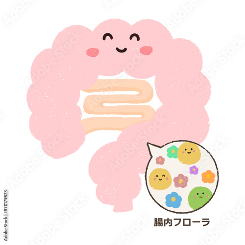 拡大した腸内フローラのイラスト