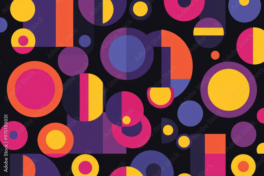 Abstract Geometric Pattern with Overlapping Circles and Rectangles Abstract Geometric Pattern with Overlapping Circles and Rectangles
