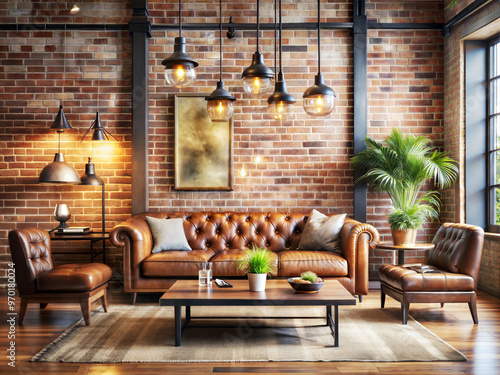 A living room that blends industrial and retro styles