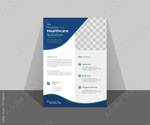 Medical flyer design Corporate healthcare and medical cove a4 flyer design template for print,Madical Flyer design layout modern with blue color size A4, modern healthcare promotion business medical


