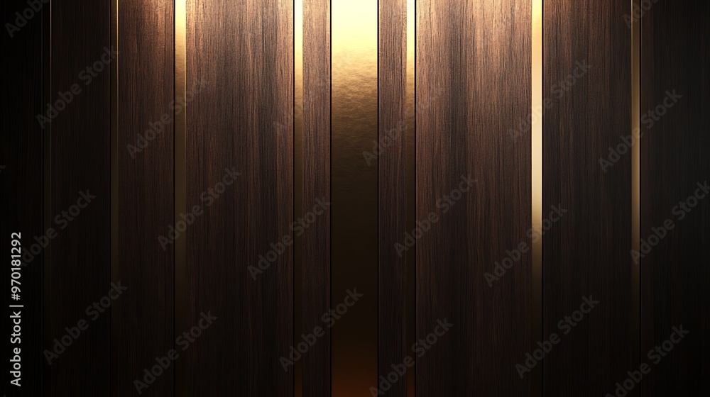 Dark Wooden Panel with Golden Stripes Dark Wooden Panel with Golden Stripes