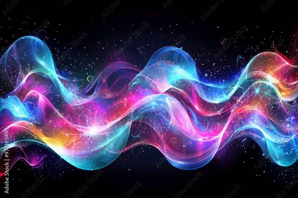 Abstract Wavy Lines with Glowing Effects and Glitter Abstract Wavy Lines with Glowing Effects and Glitter