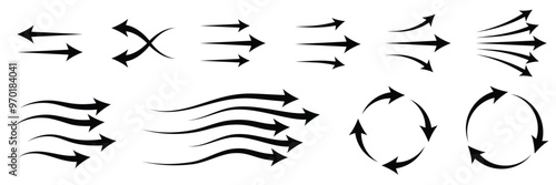 Set of air direction showing arrow collection. arrow different direction symbol. Vector Illustration.
