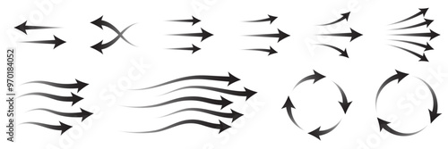 Set of air direction showing arrow collection. arrow different direction symbol. Vector Illustration.