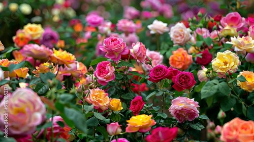 Wallpaper Mural A vibrant garden filled with colorful roses blooming in full glory during springtime Torontodigital.ca