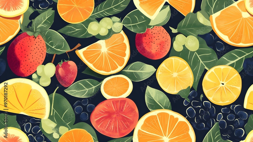 Vibrant fruit medley seamless pattern Vibrant fruit medley seamless pattern