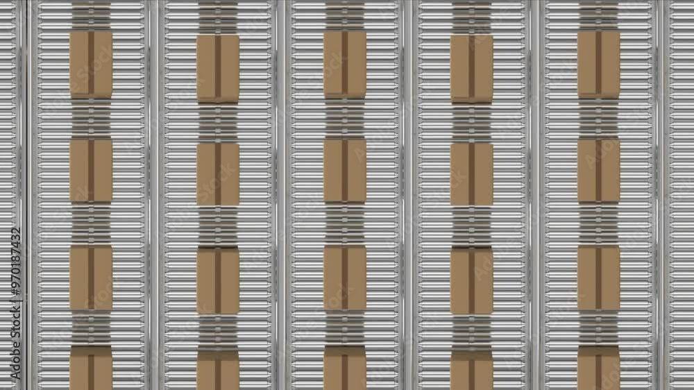Animation of cartons moving on conveyor belts Animation of cartons moving on conveyor belts
