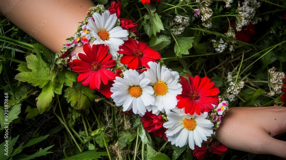 Conceptual close-up of flowers placed on a wrist symbolizing suicide awareness, mental health, emotional wellness. The image represents a gentle reminder of healing the importance of mental well-being Conceptual close-up of flowers placed on a wrist symbolizing suicide awareness, mental health, emotional wellness. The image represents a gentle reminder of healing the importance of mental well-being