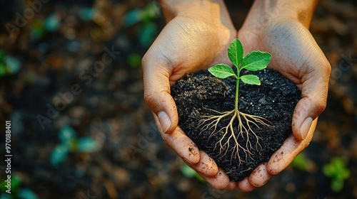 Hands holding a small plant with roots in soil on Earth Day-gigapixel-standard-scale-6_00x