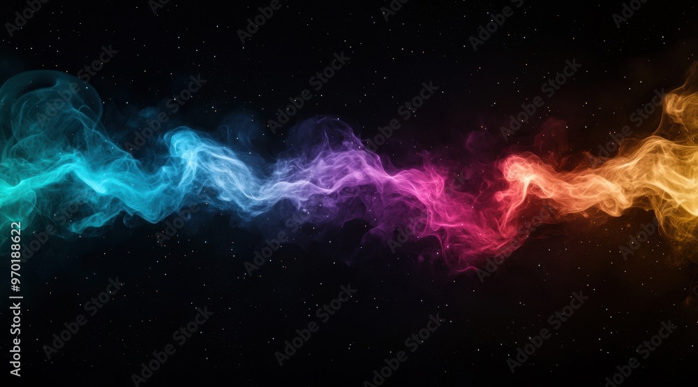 Vibrant cosmic smoke swirls in the night sky Vibrant cosmic smoke swirls in the night sky