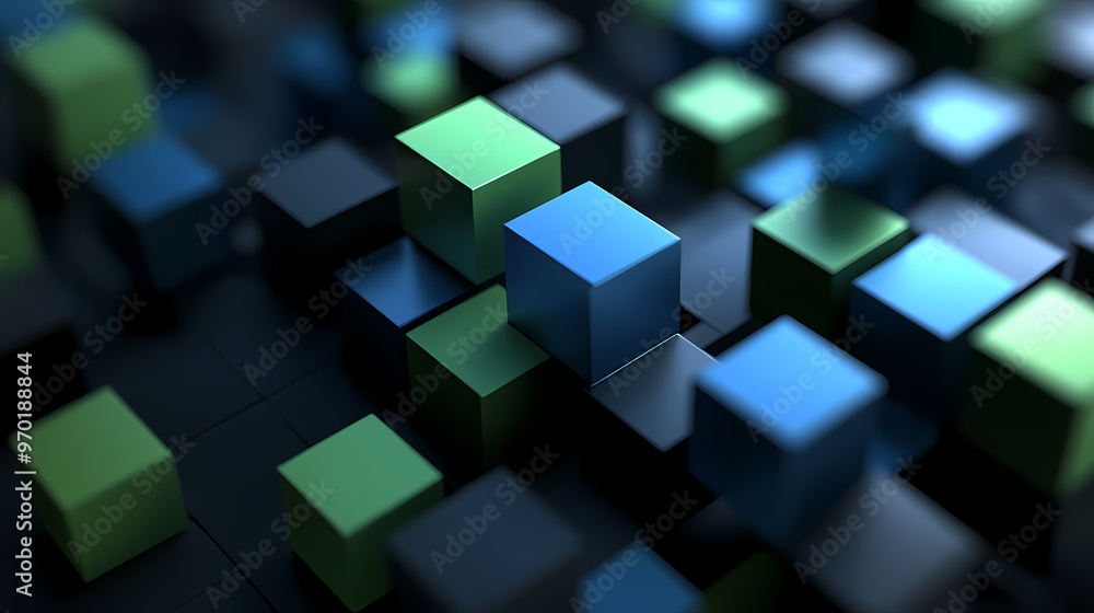 Glowing cubes in a tech matrix Glowing cubes in a tech matrix