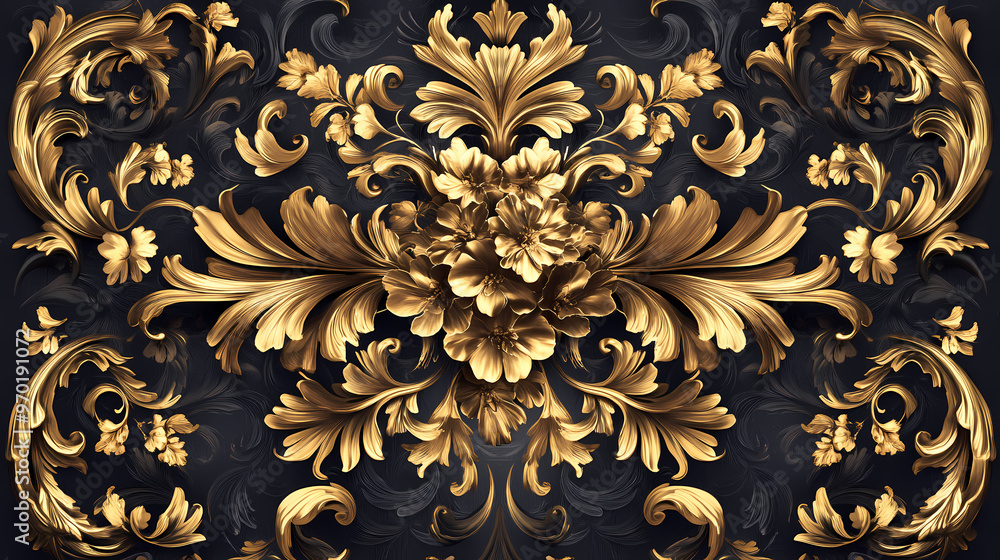 Golden baroque decorative composition. Baroque. Illustration Golden baroque decorative composition. Baroque. Illustration