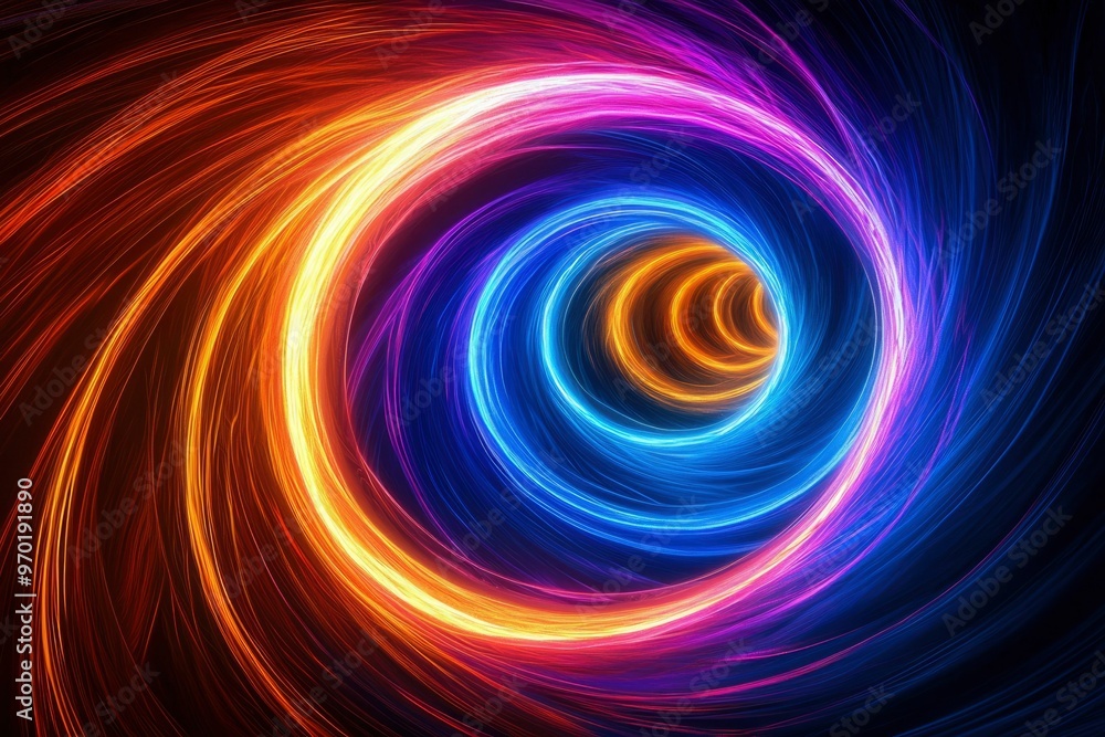 Abstract Swirling Light Tunnel with Red, Blue, and Yellow Colors Abstract Swirling Light Tunnel with Red, Blue, and Yellow Colors