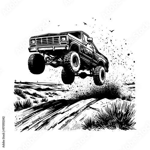 retro offroad car silhouette