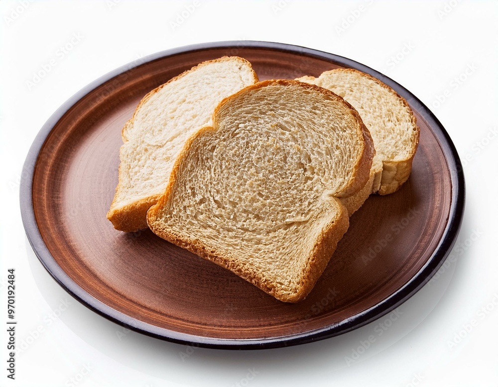 Bread on plate isolated on white background Bread on plate isolated on white background