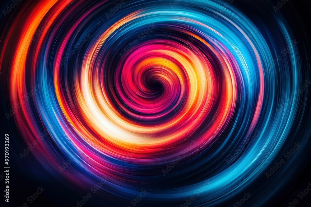Abstract Colorful Swirling Spiral with Bright Hues and a Black Center Abstract Colorful Swirling Spiral with Bright Hues and a Black Center