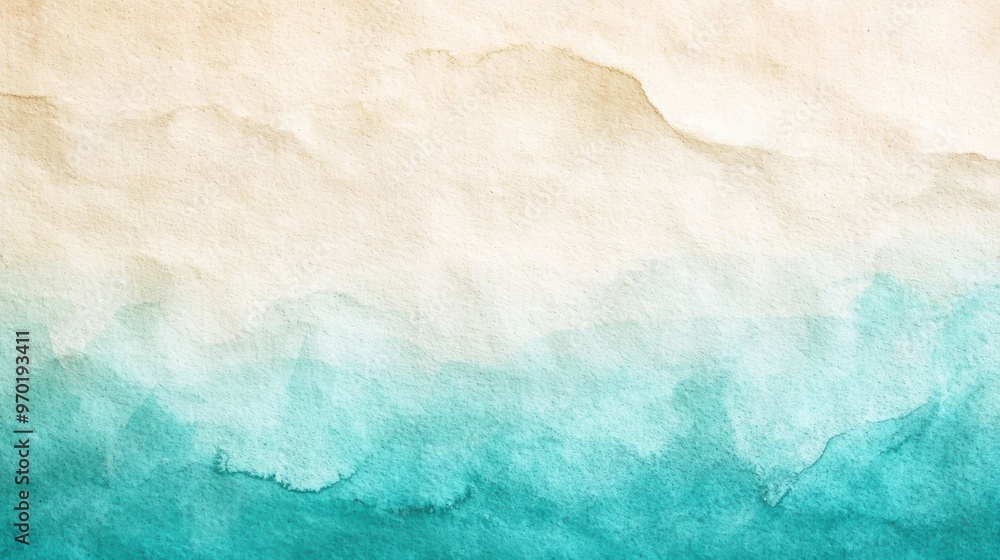 Delicate gradient of teal and beige, natural watercolor texture. Delicate gradient of teal and beige, natural watercolor texture.