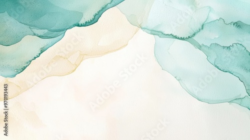 Wallpaper Mural Subtle teal and cream wash, organic watercolor background Torontodigital.ca
