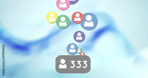 Wallpaper Mural Animation of people icons and numbers flying over blue background Torontodigital.ca