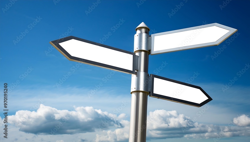 Blank Direction Signs. Blank Directional Signs Against a Blue Sky – Multiple empty signs pointing in various directions, ideal for guidance or choice concepts. Blank Direction Signs. Blank Directional Signs Against a Blue Sky – Multiple empty signs pointing in various directions, ideal for guidance or choice concepts.