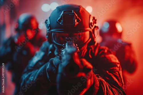Fictional tense battlefield with armed players, smoke grenades, and gunfire, as explosions erupt and a bomb timer ticks down amidst the chaos Generated by AI