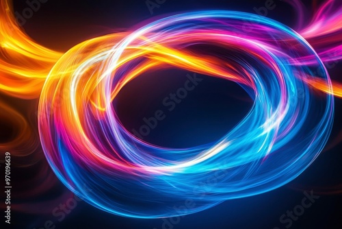 Abstract Circular Light Pattern with Orange, Pink, and Blue Hues