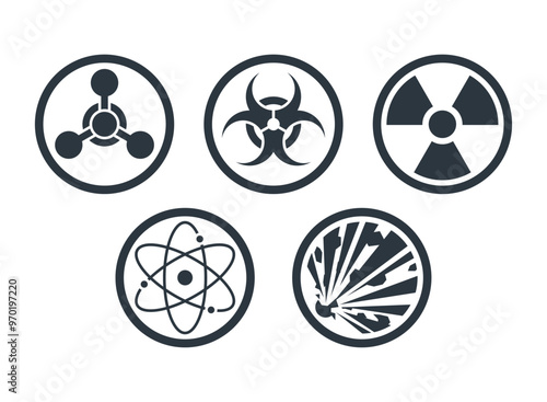 CBRNE symbols in flat style, vector