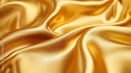 Golden silk fabric texture, luxurious elegance concept