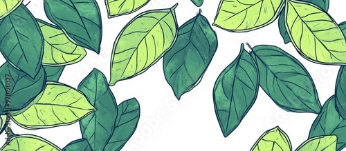 Cartoon illustration featuring a playful doodle of green leaves