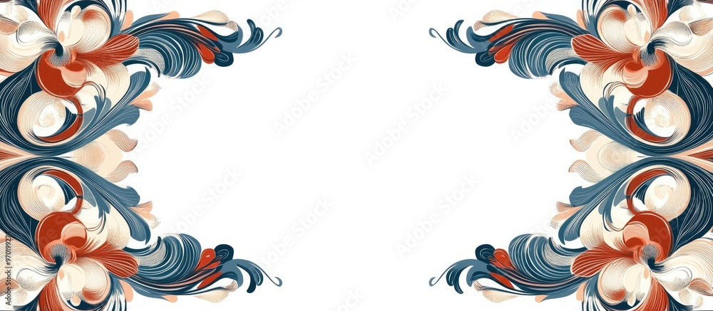 Obraz premium Ornate line pattern created with flat brush strokes arranged as a decorative corner element within a square frame