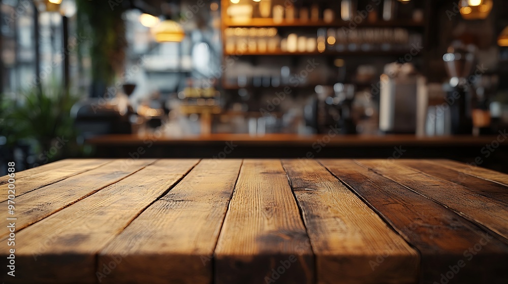 Empty wooden table top with blurred cafe background Perspective view with copy space Interior mockup and gastronomy concept for design and advertisement : Generative AI Empty wooden table top with blurred cafe background Perspective view with copy space Interior mockup and gastronomy concept for design and advertisement : Generative AI