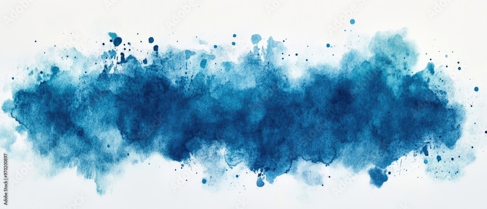 Obraz premium Abstract blue watercolor splash background with a textured drop design on a grunge paper surface