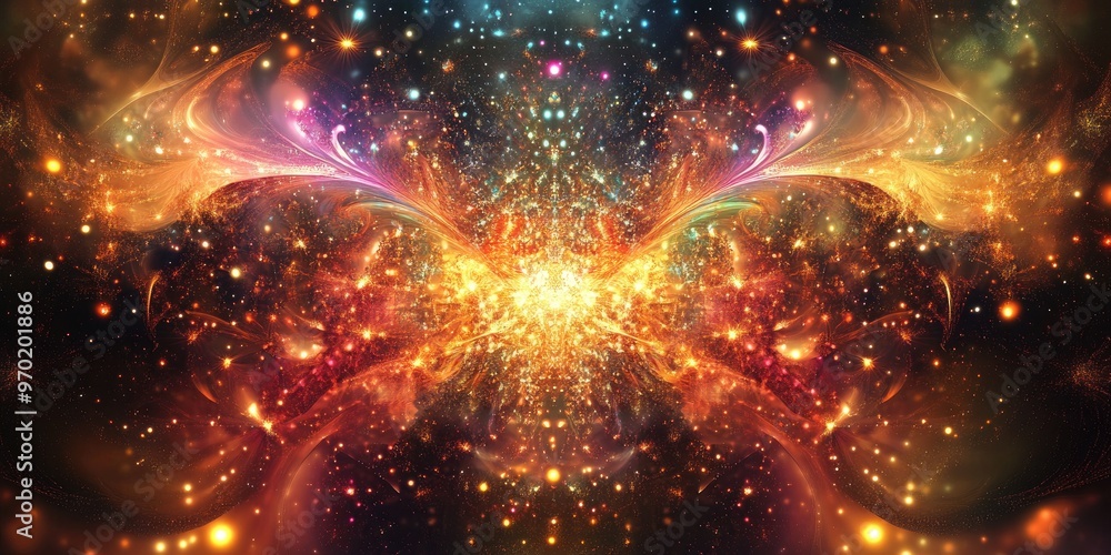 Fototapeta premium Abstract fractal backdrop featuring shimmering sparkles raster illustration