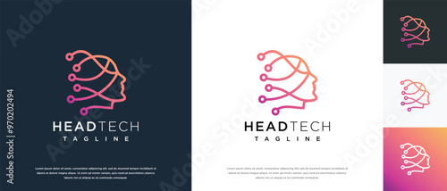 human head smart technology logo design template.
human head logo icon, mind, and technology