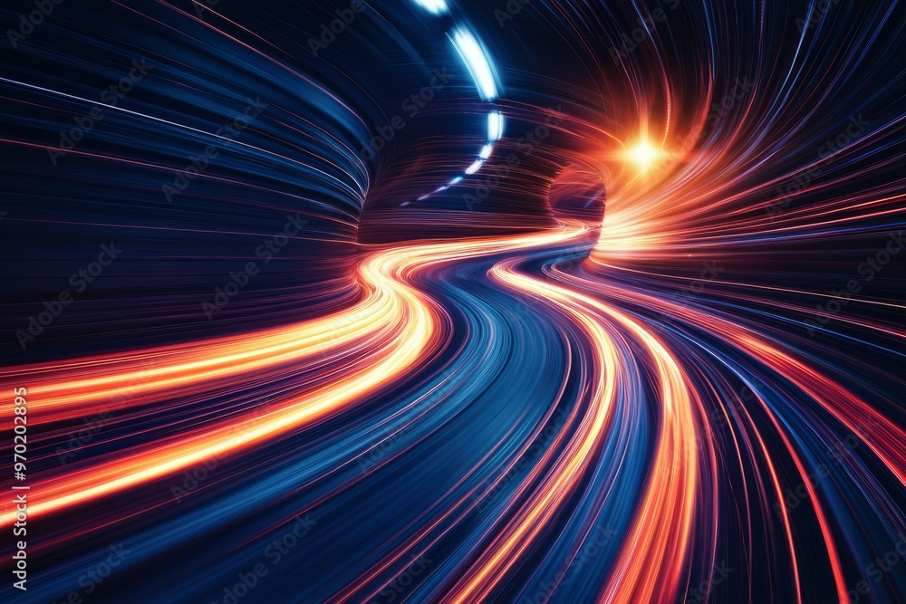 Abstract Swirling Light Trails in a Tunnel Abstract Swirling Light Trails in a Tunnel