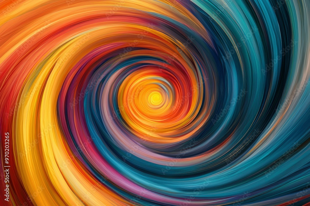 Abstract Spiral of Vibrant Hues with Central Light Source Abstract Spiral of Vibrant Hues with Central Light Source