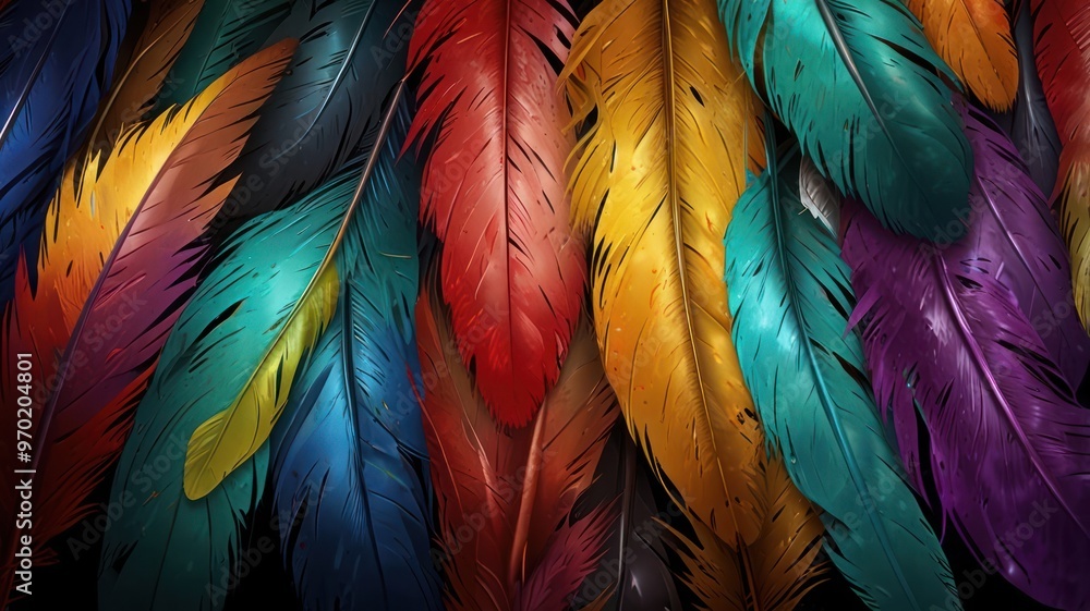 Obraz premium Colorful Feathers Abstract Background