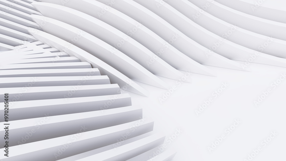 Obraz premium Abstract Curved Shapes. White Circular Background.