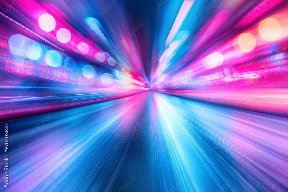 Obraz premium Abstract Blurred Cityscape with Light Streaks and Bokeh
