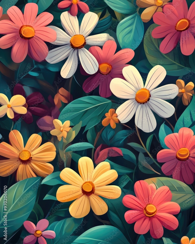 Summer floral 2D cartoon artwork Summer floral 2D cartoon artwork