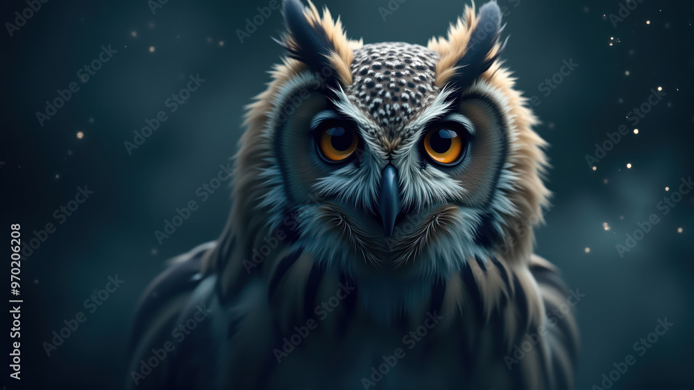 Halloween background with owl staring in the dark Halloween background with owl staring in the dark